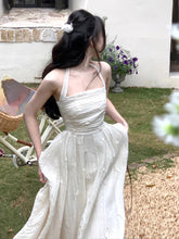 French Vintage White Midi Dress Women Basic Sleeveless Elegant Party Dress Beach Pure Color One Piece Dress Korean Summer